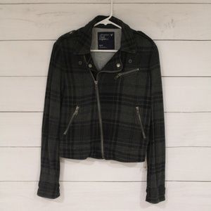 American Eagle gray plaid moto jacket